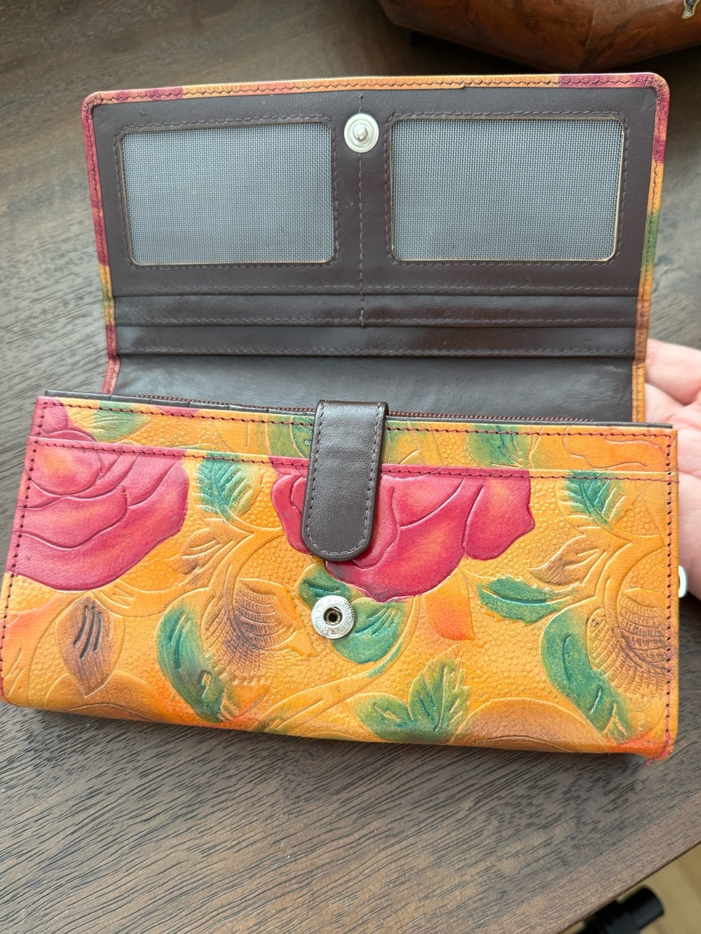 Genuine leather embossed multicolored large wallet by Cozy - Picture 6 of 11